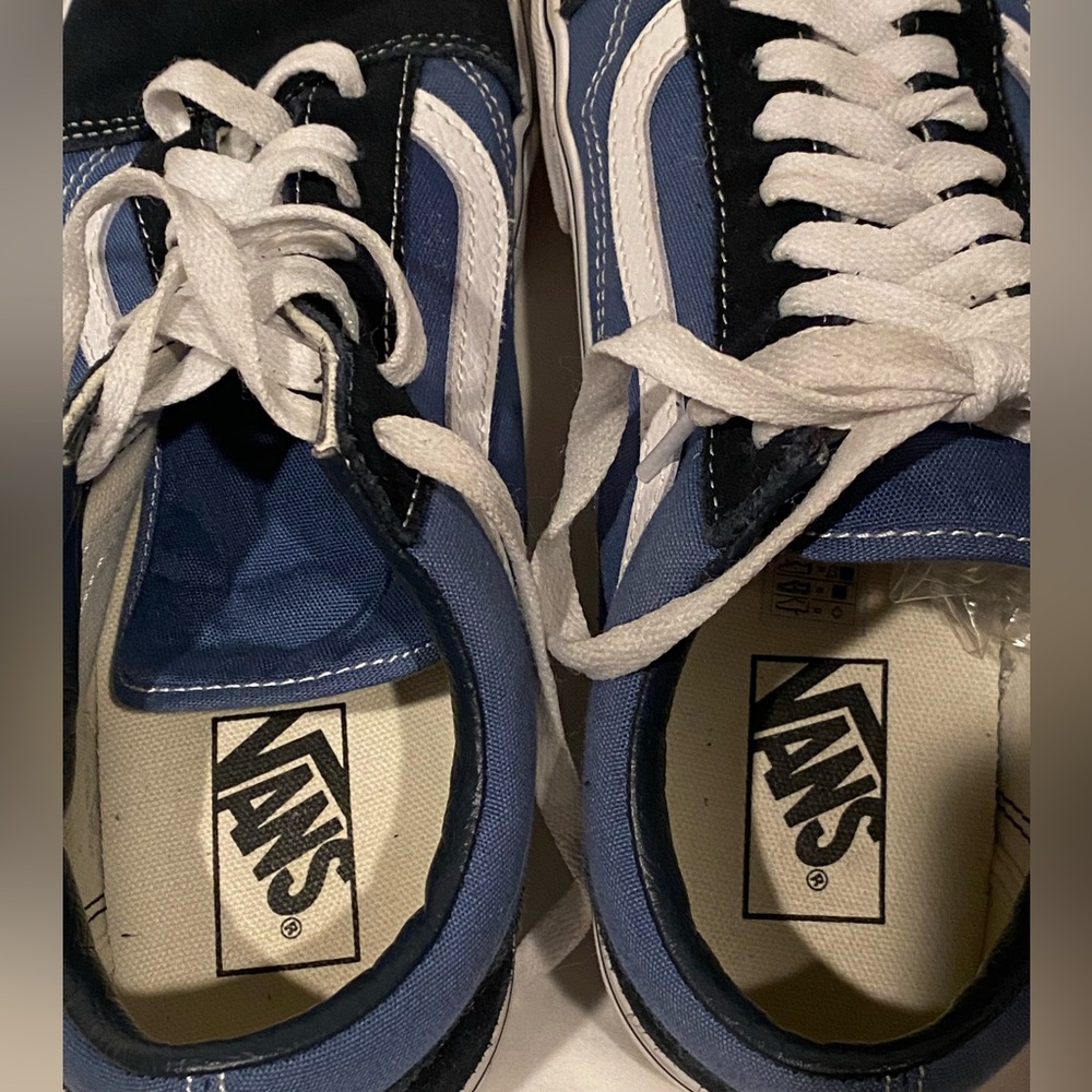 💙 Vans Old Skool Navy/White Low Sneakers – Suede & Canvas, Men’s Size 9 - Picture 8 of 11
